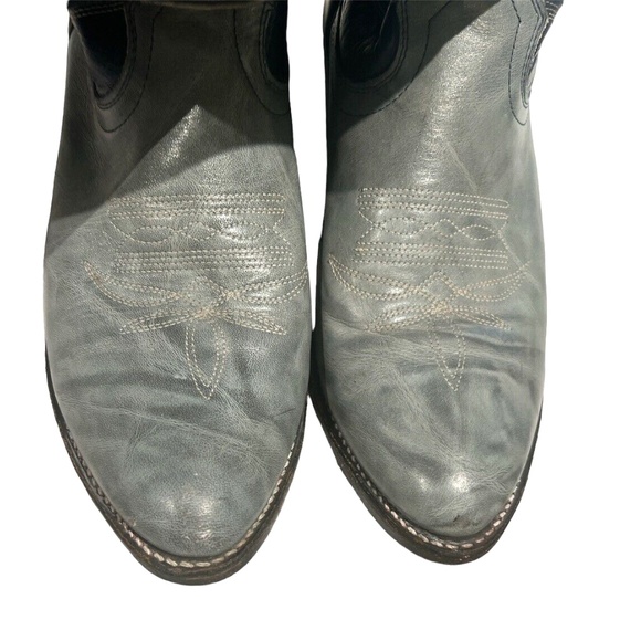 Double H Canada Navy & Grey Leather Embroidered Western Cowboy Boots US 8.5 - Picture 8 of 8